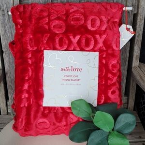 With Love Red Velvet Soft Throw Blanket